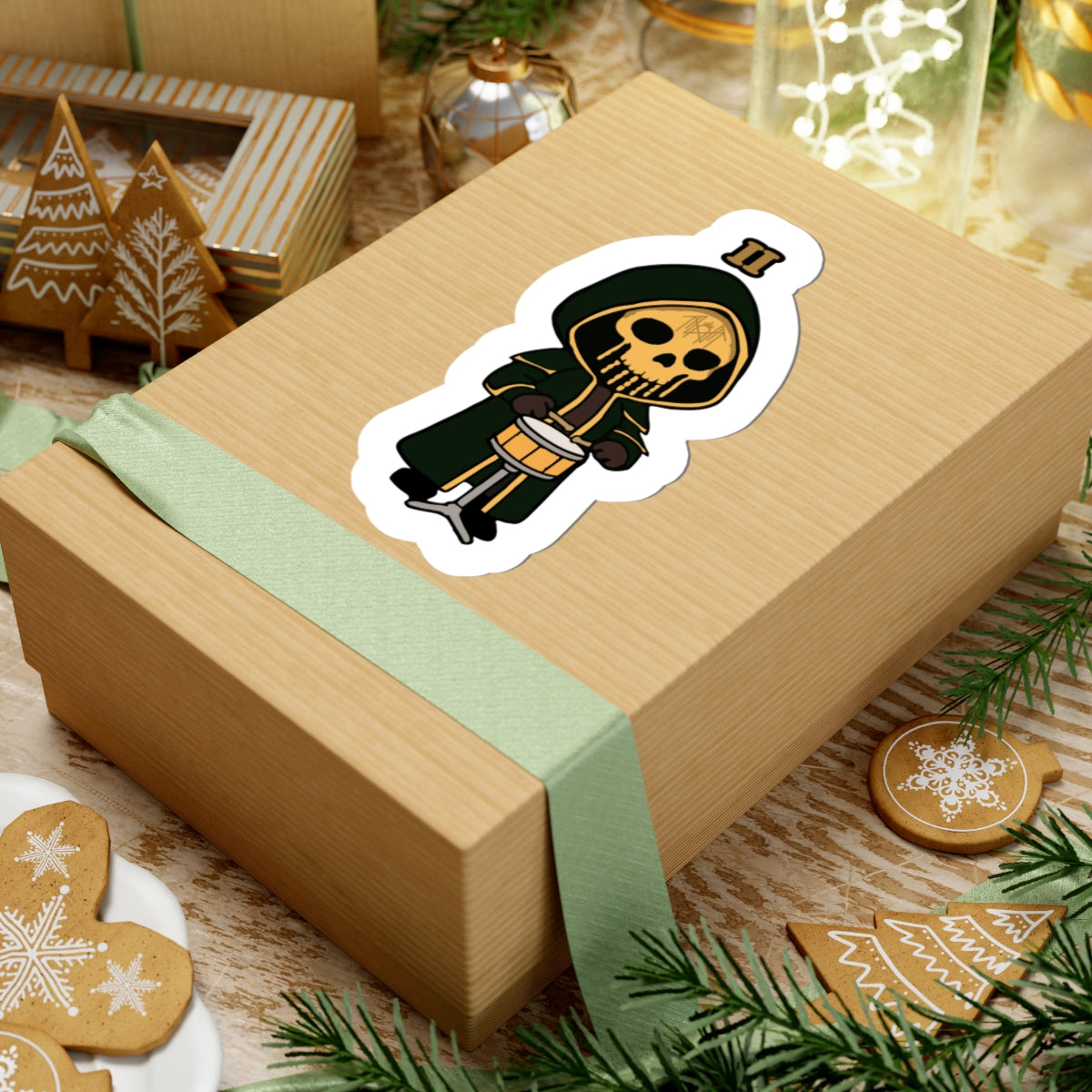 Chibi Drumming Kiss-Cut Stickers | Creepy Cute Decor, Halloween Fun, Laptop Stickers, Unique Gifts, Punk Aesthetic