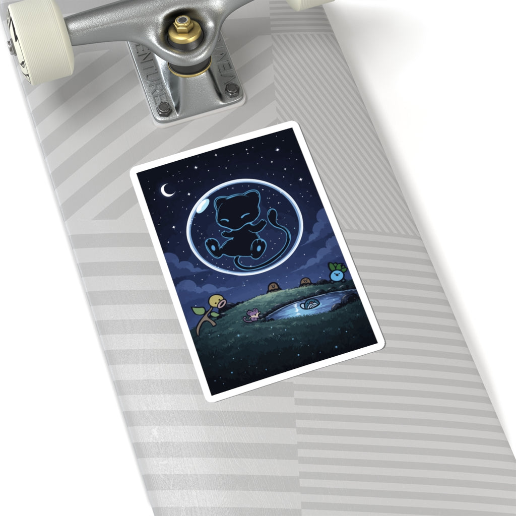 Dark Bubble Mew- Nighttime Mew Sticker — Cute Cosmic Cat in Bubble Vinyl Kiss-Cut Sticker