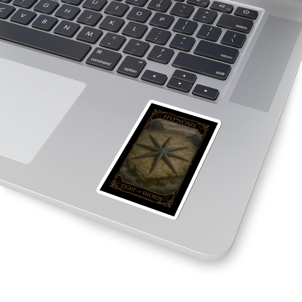 Eight of Swords Tarot- Mystical Tarot Stickers, Hypnosis Eight of Swords Art, Esoteric Decoration, Spiritual Gifts, Laptop Decor, Witchy Aesthetic