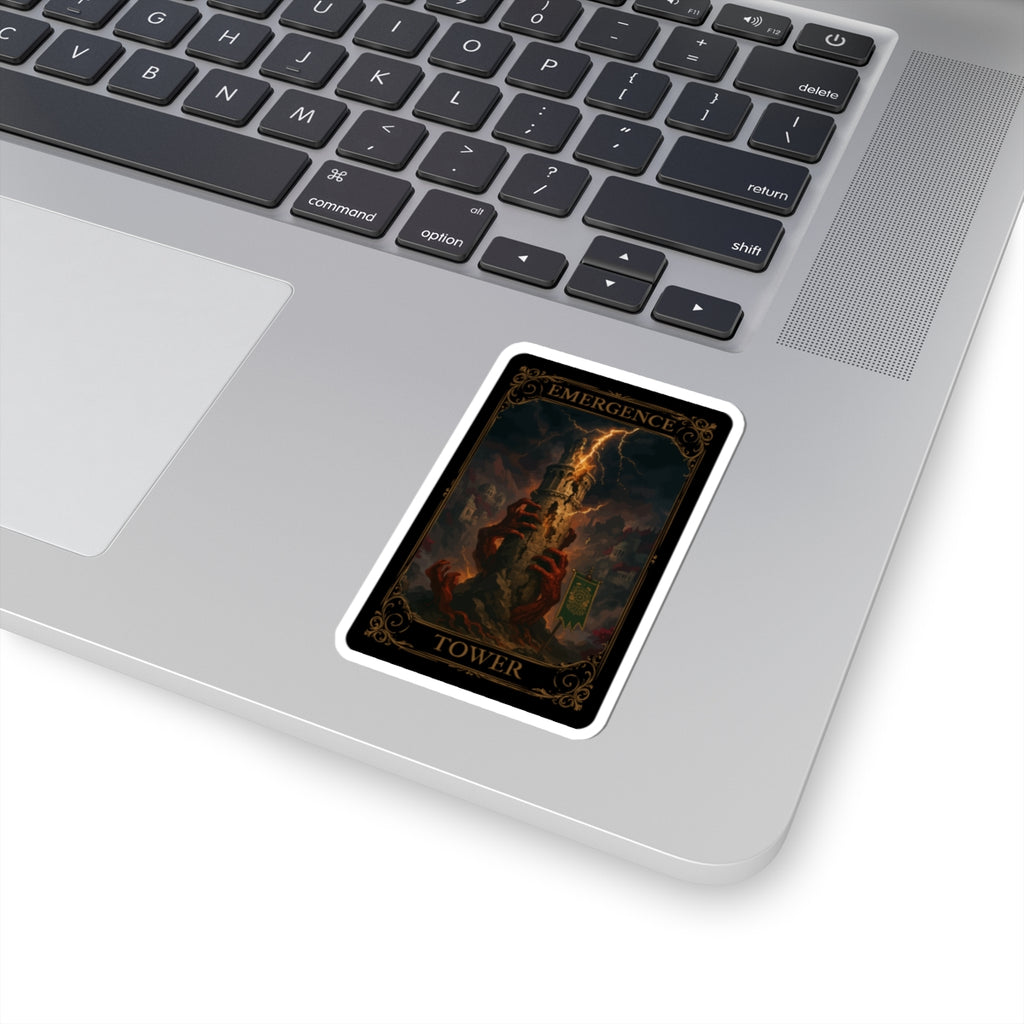 The Tower Tarot Kiss-Cut Stickers, Dark Art Decor, Laptop Decals, Caramel Tower Design, Unique Gift for Fantasy Lovers