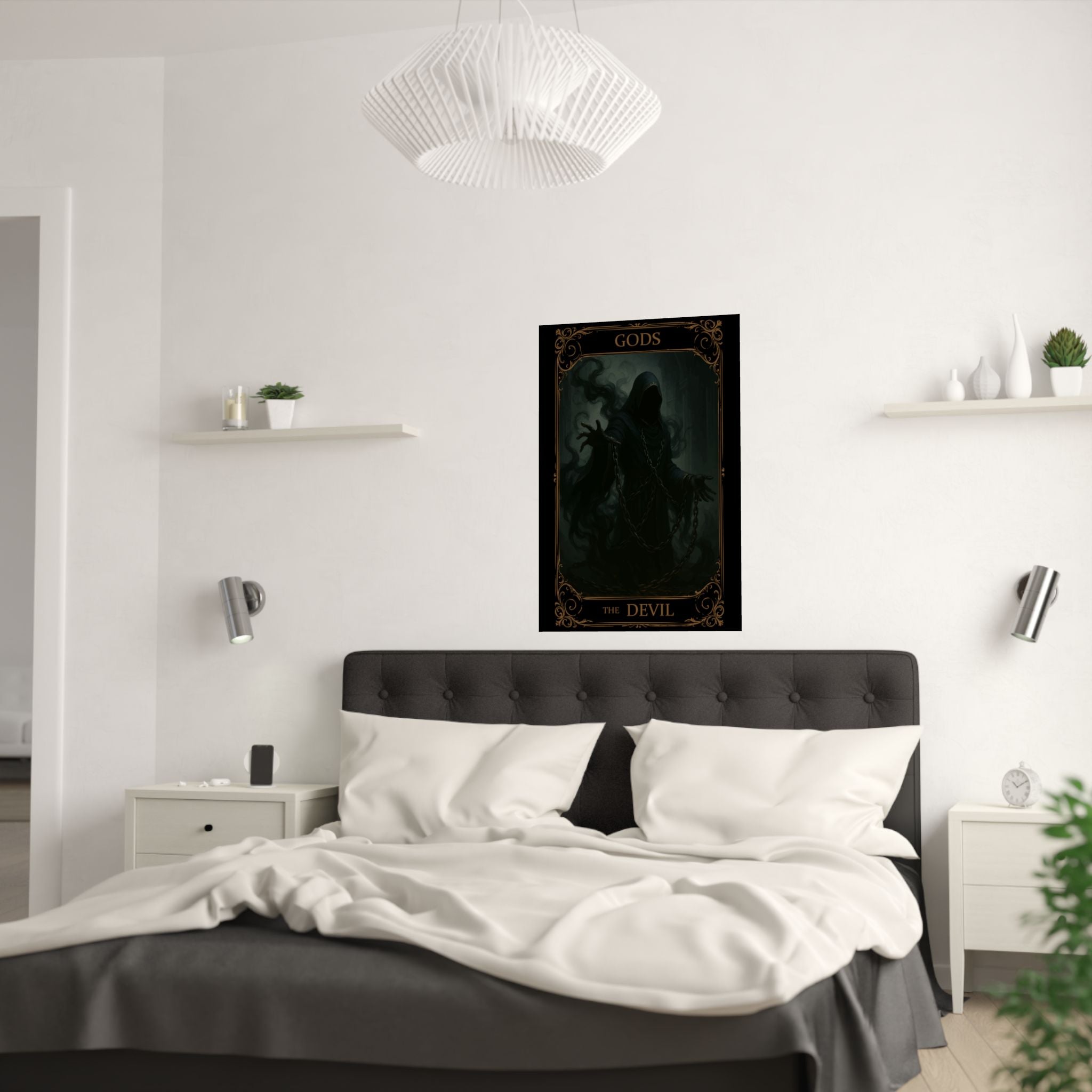 The Devil Tarot- Fantasy Satin Poster, Wall Art, Gothic Decor, Satan Themed Print, Home Aesthetic, Perfect for Halloween