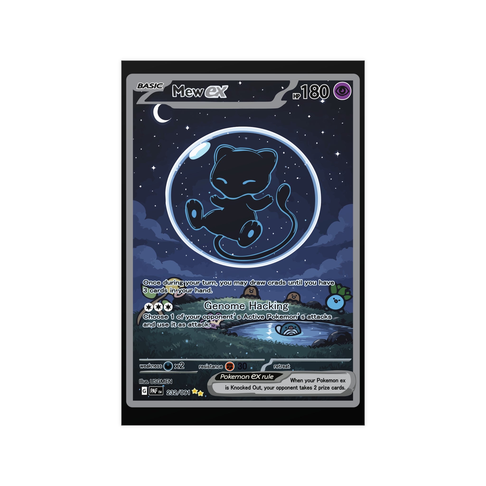 Dark Bubble Mew Matte Poster — Cute Cosmic Card Wall Art (Vertical/Horizontal)
