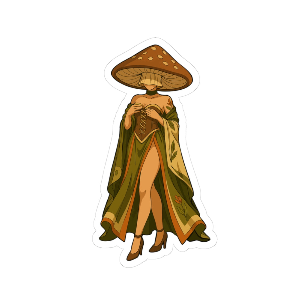 Mushroom Lady Kiss-Cut Sticker — Witchy Forest Aesthetic Laptop Decal