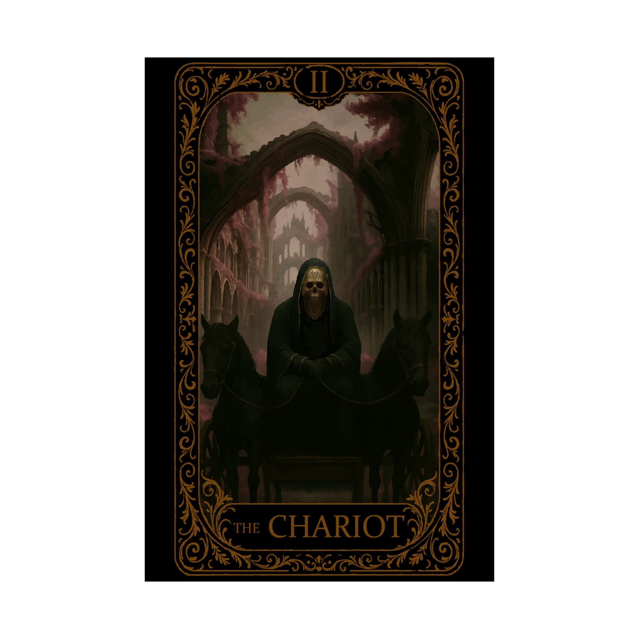 The Chariot- Dark Fantasy Satin Poster, Gothic Wall Art Print, Tarot-Themed Decor, Mystical Home Decoration, Unique Gift for Occasions