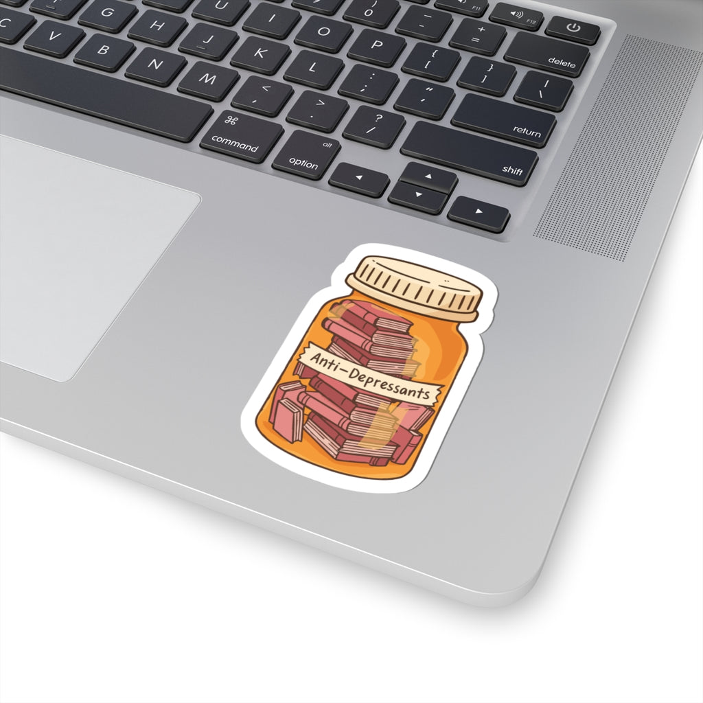 Quirky Anti-Depressant Stickers for Book Lovers, Fun Decor, Laptop Stickers, Gifts for Readers, Mood Boosters