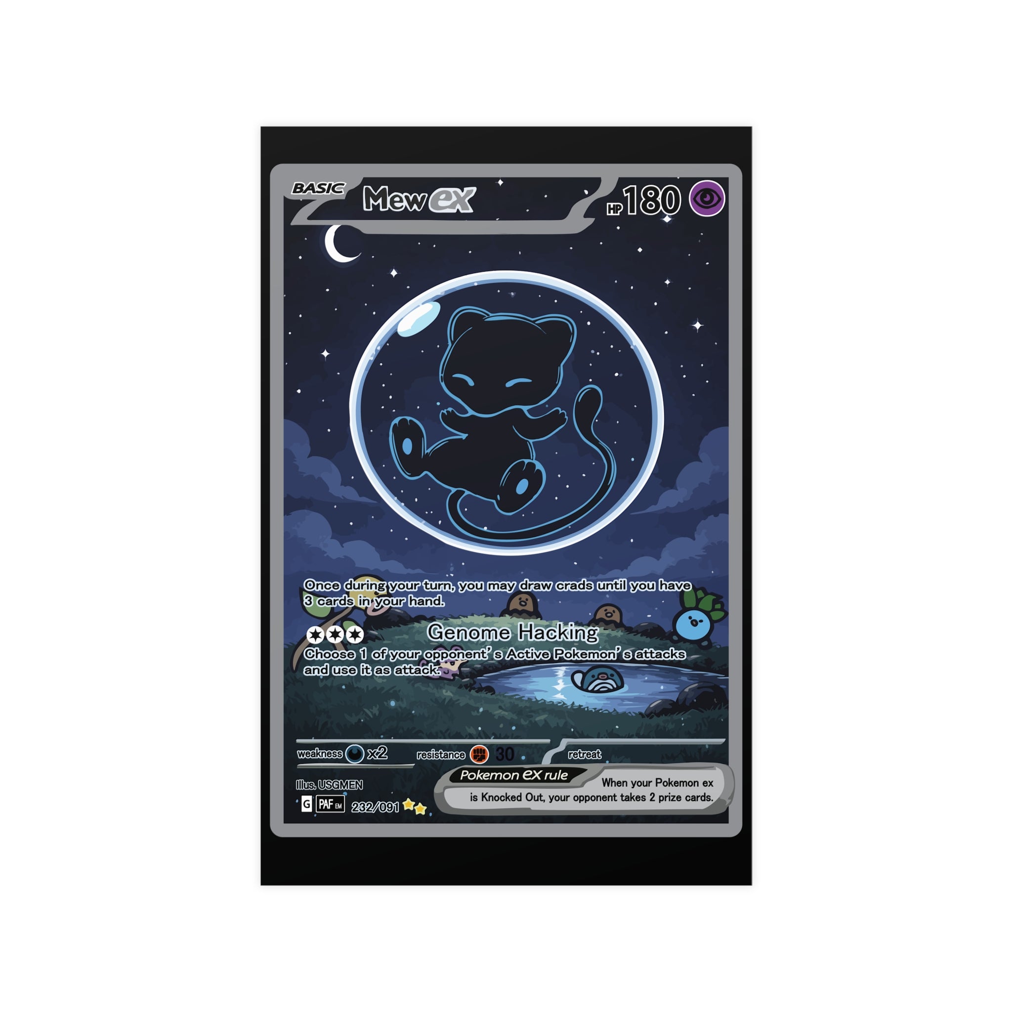 Dark Bubble Mew Matte Poster — Cute Cosmic Card Wall Art (Vertical/Horizontal)
