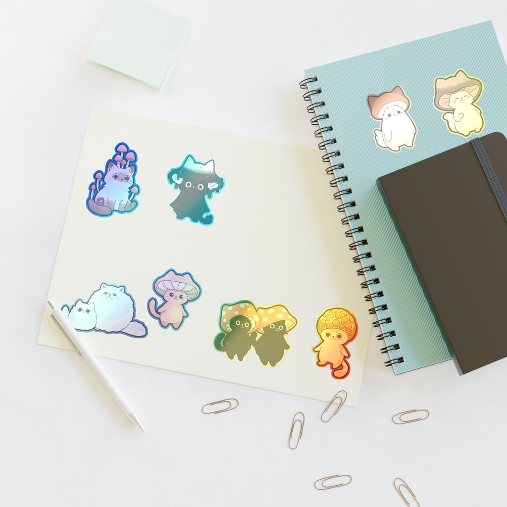 Mushroom Cat Sticker Sheet — Cute Kawaii Mushroom Cats Planner Stickers