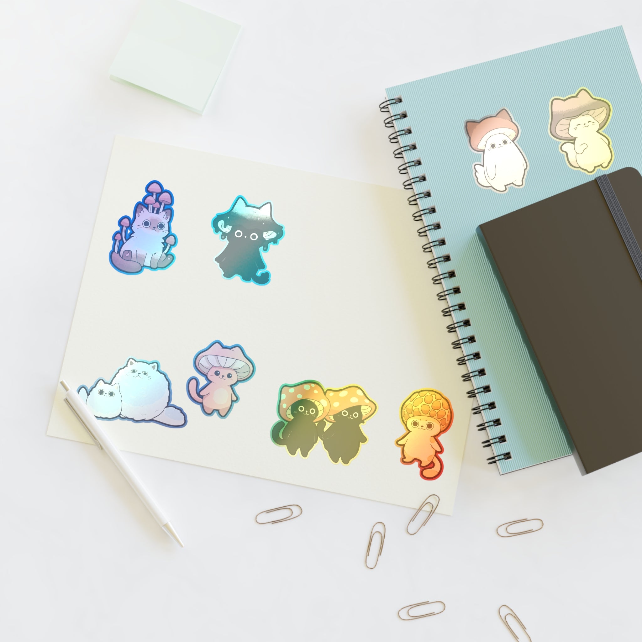 Mushroom Cat Sticker Sheet — Cute Kawaii Mushroom Cats Planner Stickers