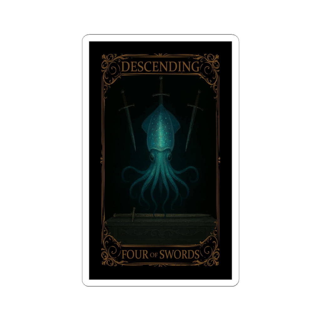 Four of Swords Tarot- Mystical Octopus Kiss-Cut Stickers | Fantasy Decor, Laptop Stickers, Tarot Art, Quirky Gifts, Room Aesthetics