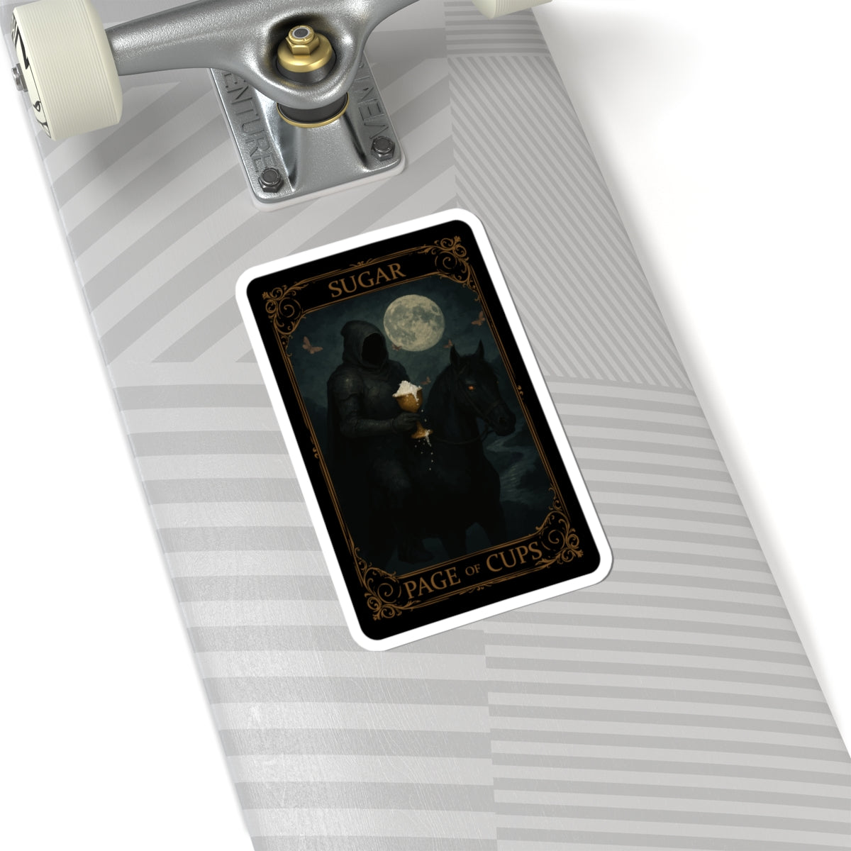 Page of Cups Tarot- Kiss-Cut Stickers, Page of Cups Design, Dark Aesthetic Decor, Unique Gifts for Tarot Lovers, Laptop and Journal Stickers