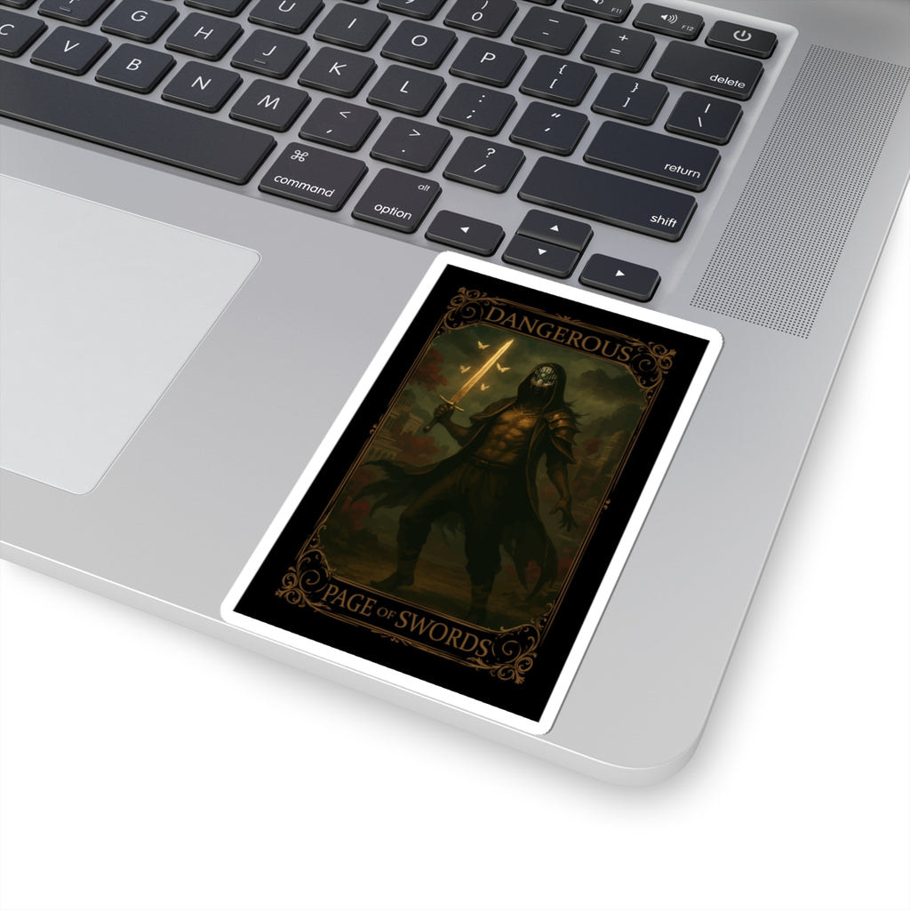 Page of Swords Tarot- Elegant Danger - Page of Swords Kiss-Cut Stickers for Tarot Lovers, Stickers, Laptop Decor, Witchy Gifts, Dark Aesthetic