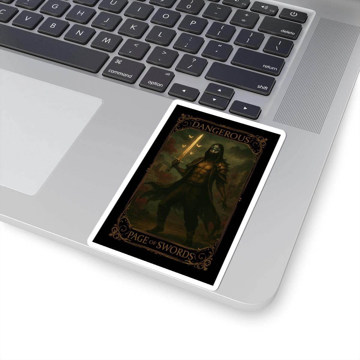 Page of Swords Tarot- Elegant Danger - Page of Swords Kiss-Cut Stickers for Tarot Lovers, Stickers, Laptop Decor, Witchy Gifts, Dark Aesthetic