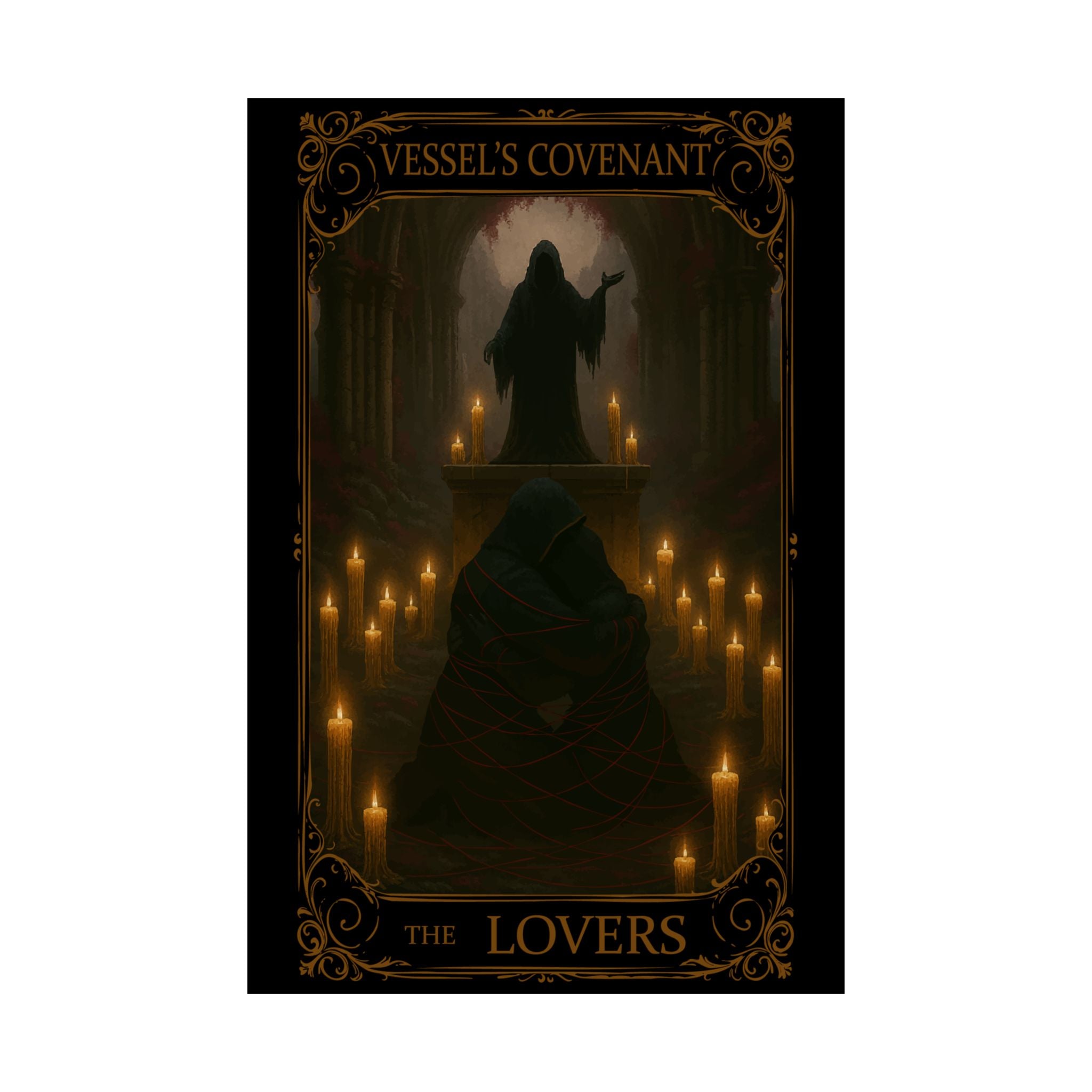 The Lovers Tarot Ethereal Satin Poster Art Print, Dark Romance Wall Decor, Gothic Home Decoration, Occult Aesthetic Wall Art