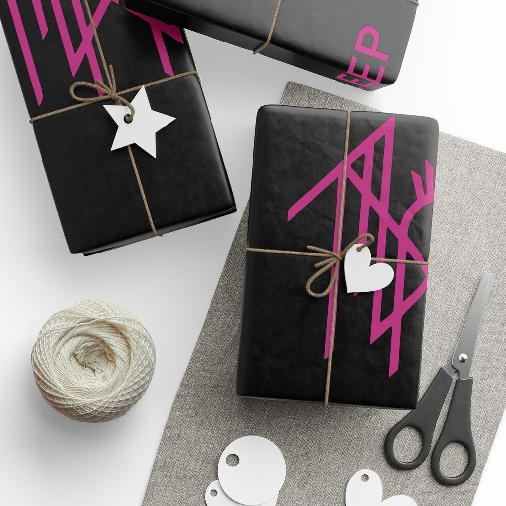 Black & Pink Gothic Spider Wrapping Paper Roll — Halloween Gift Wrap