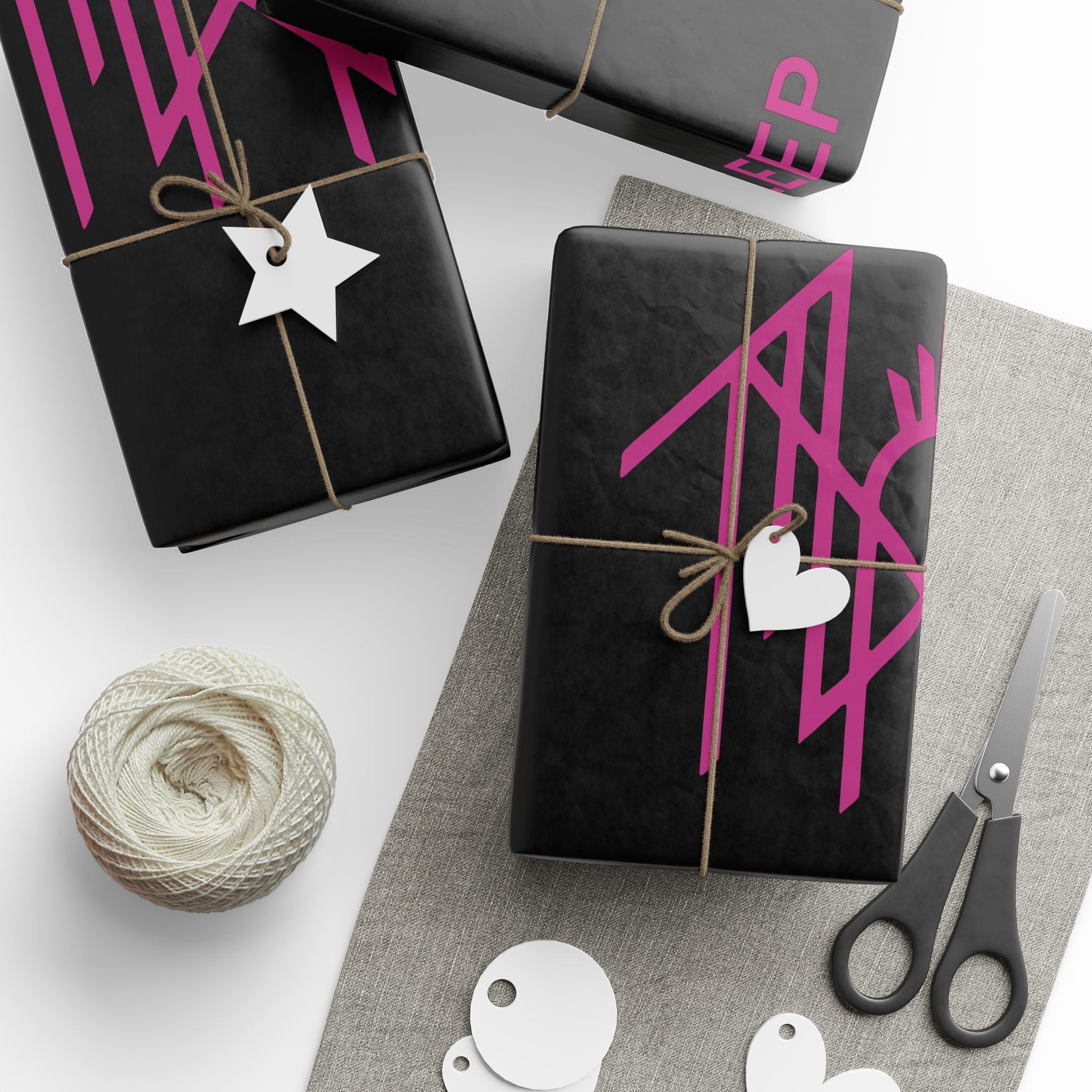 Black & Pink Gothic Spider Wrapping Paper Roll — Halloween Gift Wrap