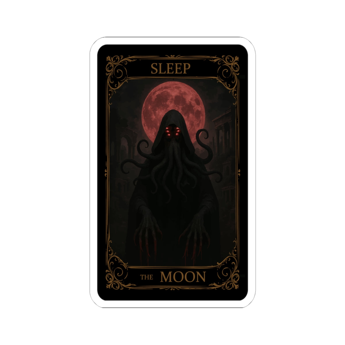 The Moon Tarot Kiss-Cut Stickers, Gothic Decor, Planner Stickers, Witchy Aesthetic, Dark Art, Spooky Gifts