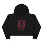 Floral Crest Crop Hoodie – Pink Botanical Emblem