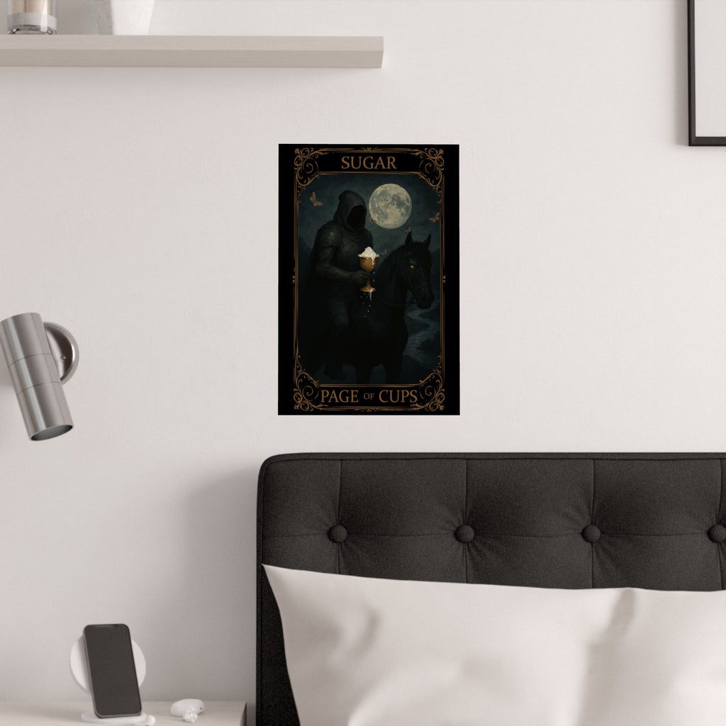 Page of Cups Tarot- Mystical Satin Poster - Page of Cups Art, Wall Décor for Witchy Vibes, Spiritual Gifts, Tarot Lovers, Home or Office Decor, Gothic Wall Art