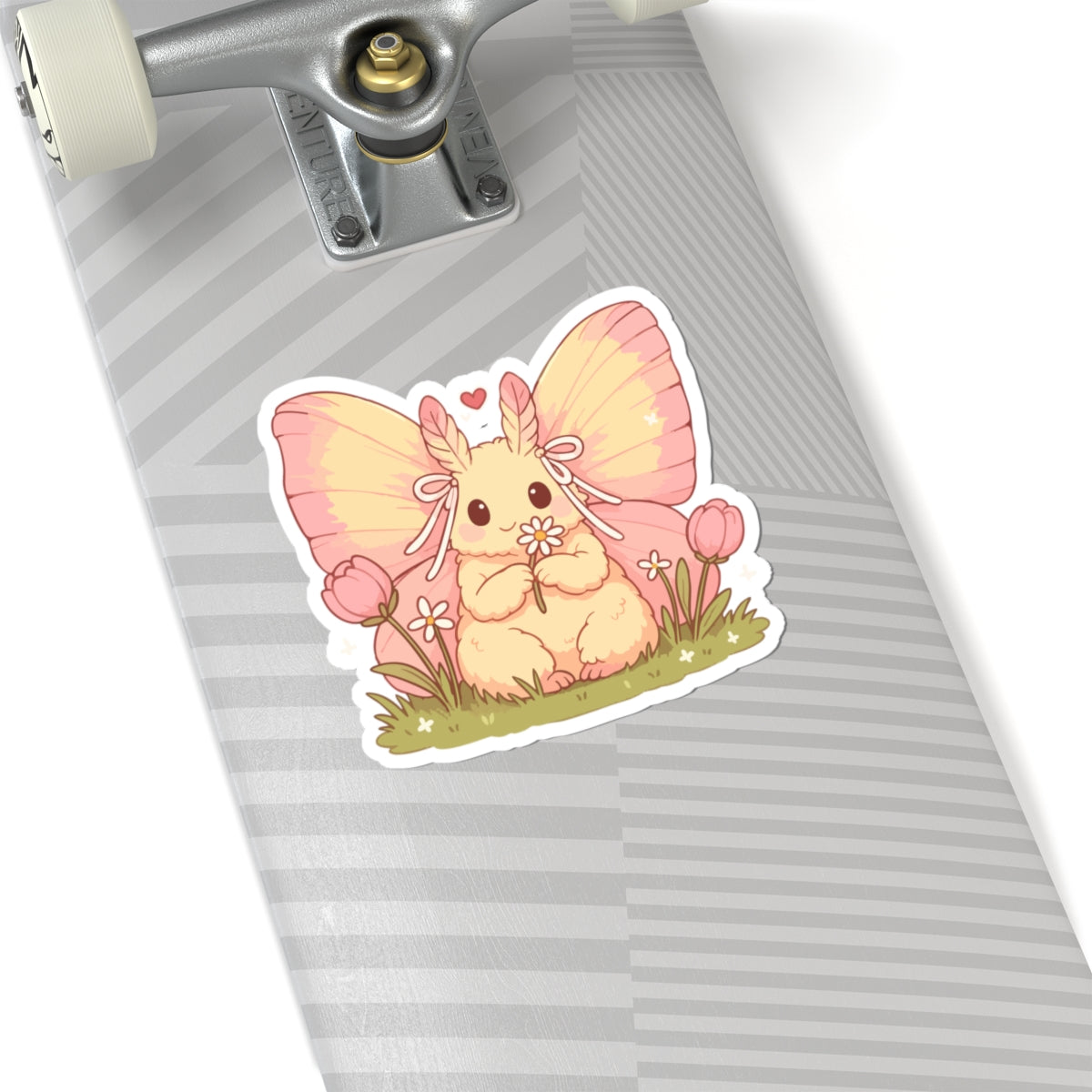 Cute Rosey Maple Moth Sticker — Pastel Floral Kiss-Cut Vinyl