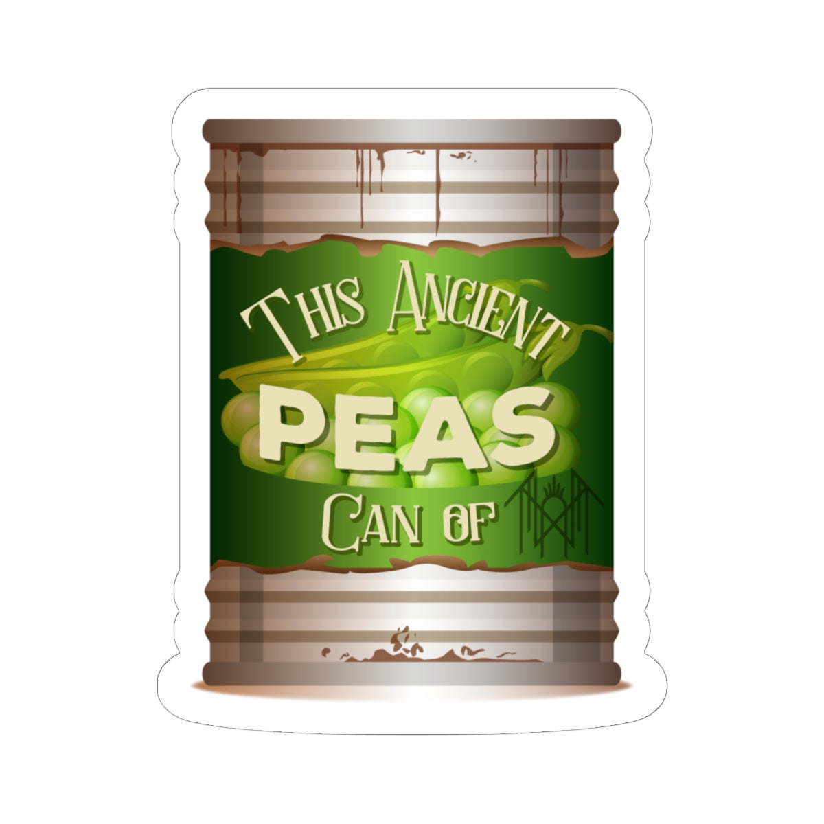 Ancient Canopies-Cut Stickers - Vintage Peas Can Design, Retro Decor, Fun Gifts, Laptop Stickers, Whimsical Housewarming Decor