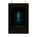 Four of Swords Tarot- Mystical Octopus Satin Poster Art Print, Fantasy Wall Decor for Home, Ttrpg Decor, Unique Gift for Gamers, Quirky Wall Art