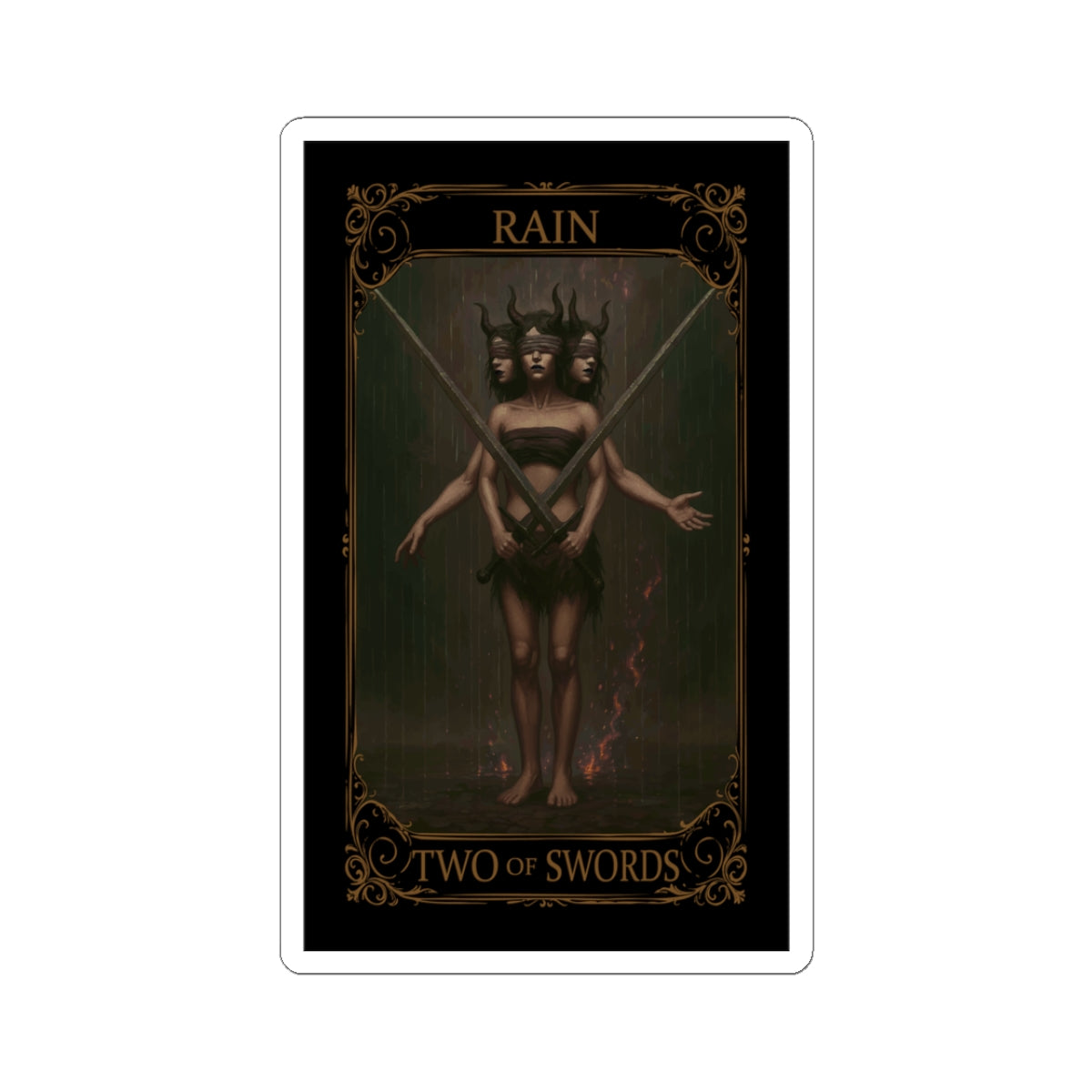 Two of Swords Tarot- Mystical Tarot Kiss-Cut Stickers, Boho Art Stickers, Witchy Decor, Spiritual Gifts, Occult Stickers, Aesthetic Laptop Decals