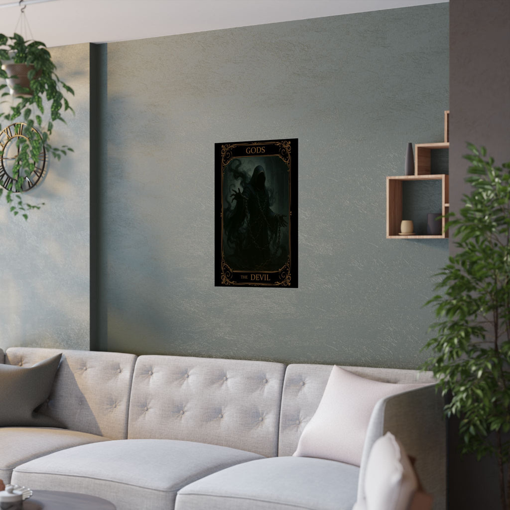 The Devil Tarot- Fantasy Satin Poster, Wall Art, Gothic Decor, Satan Themed Print, Home Aesthetic, Perfect for Halloween