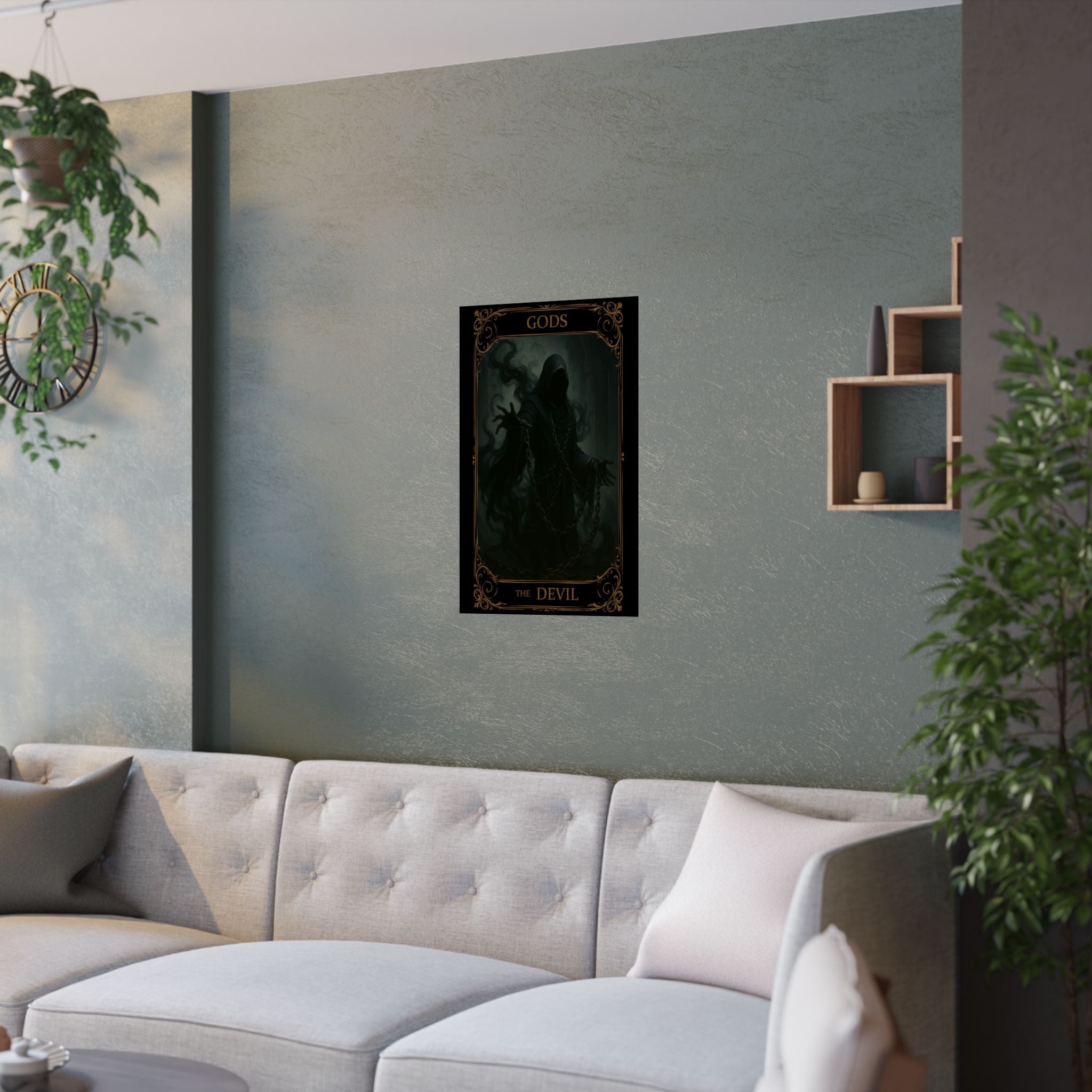 The Devil Tarot- Fantasy Satin Poster, Wall Art, Gothic Decor, Satan Themed Print, Home Aesthetic, Perfect for Halloween