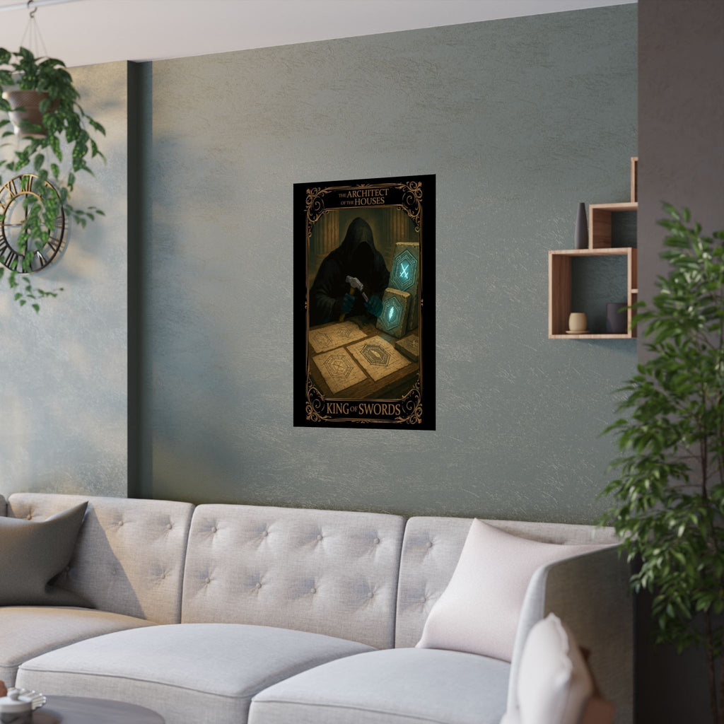 King of Swords Tarot- Satin Art Print, Magical Wall Decor, Gothic Illustration, Unique Home Decor, Gifts for Fantasy Lovers, Tarot Art