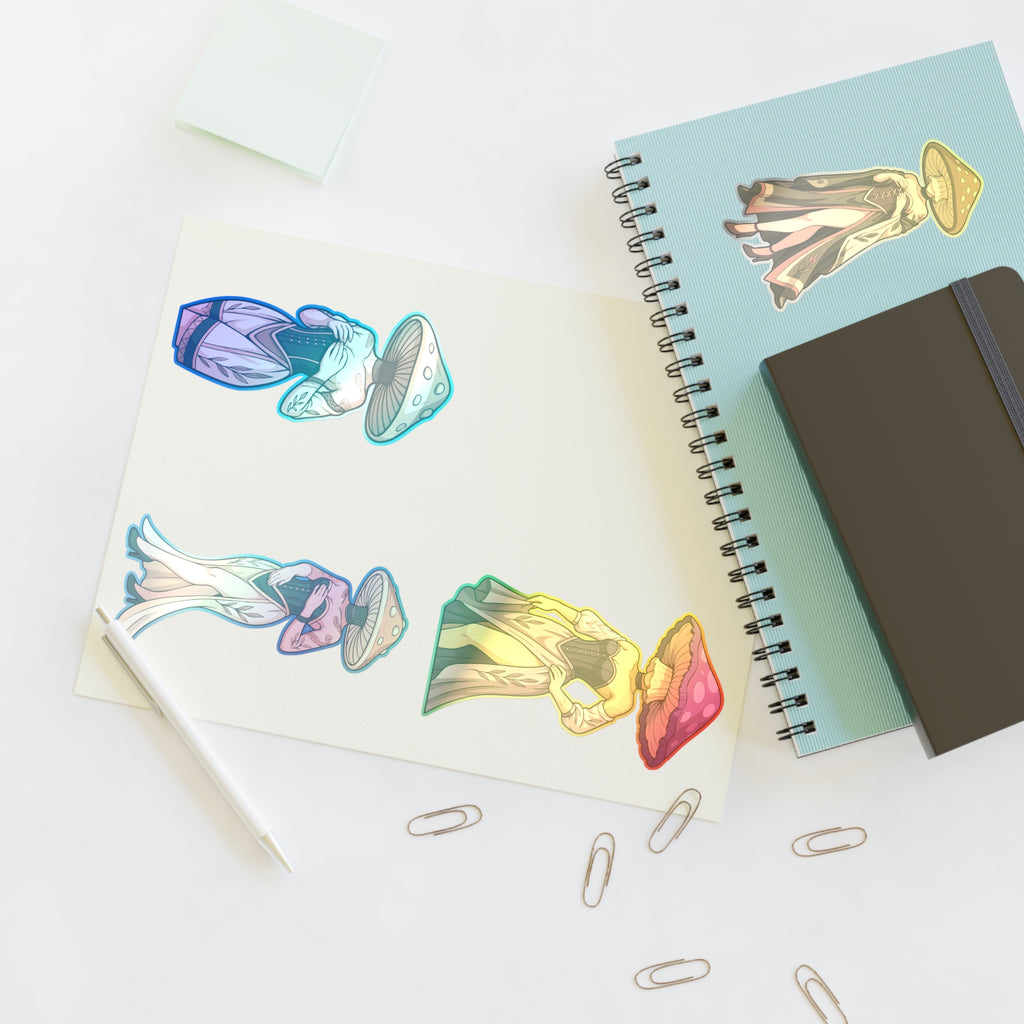 Mushroom lady Spirits Sticker Sheet — Forest Mushroom Character Vinyl Stickers