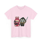 Labubu Chibi Band Member Cute Bunny and Ninja Unisex Heavy Cotton Tee, Fun Graphic Tee, Casual Wear, Cute Outfit, Fun T-Shirt