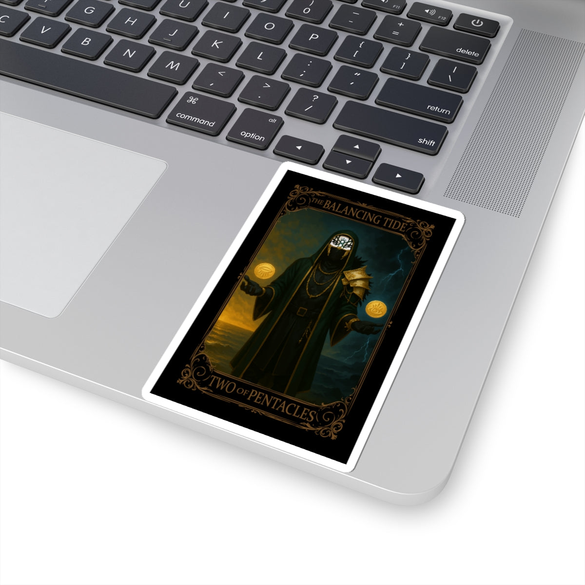 Two of Pentacles Tarot- Mystical Tarot Stickers, Esoteric Art Stickers, Two of Pentacles, Balancing Tide Design, Witchy Decor, Gift for Tarot Lovers