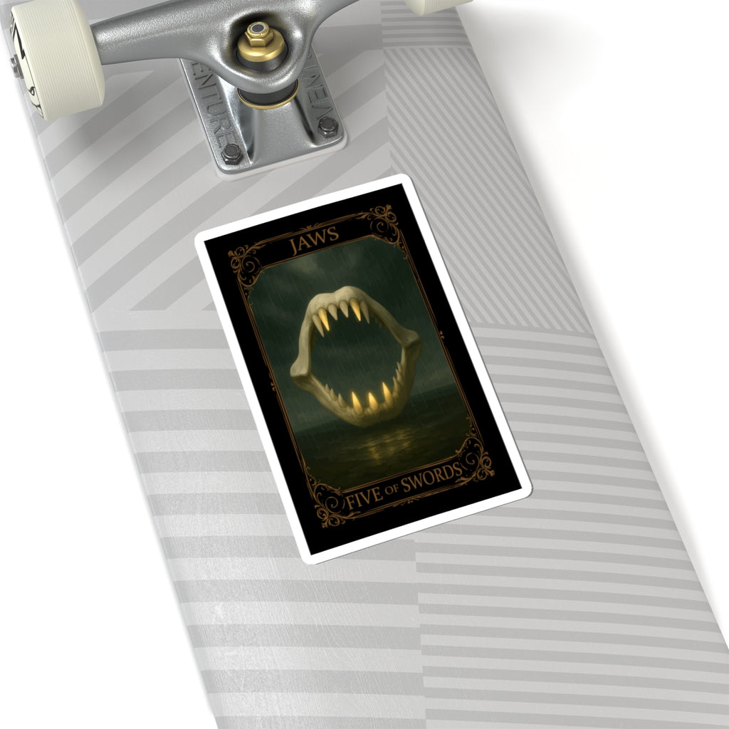 Five of Swords Tarot- Gothic Jaws Kiss-Cut Stickers | Dark Art Decor, Laptop Stickers, Tarot Aesthetic, Gift for Horror Fans, Unique Wall Art
