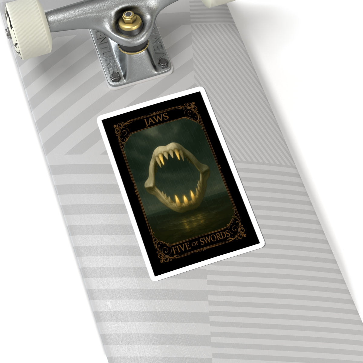 Five of Swords Tarot- Gothic Jaws Kiss-Cut Stickers | Dark Art Decor, Laptop Stickers, Tarot Aesthetic, Gift for Horror Fans, Unique Wall Art