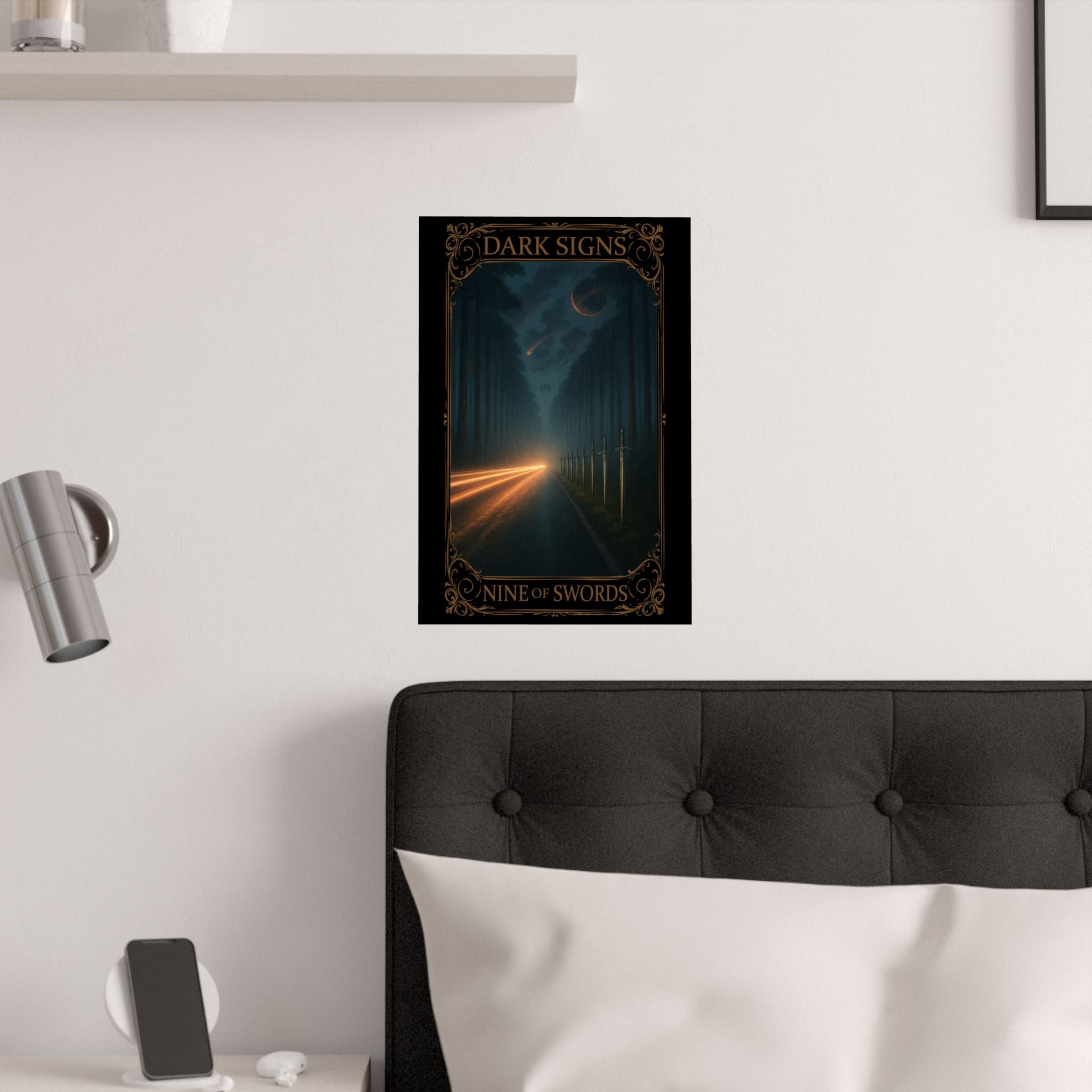 Nine of Swords Tarot- Mystical Art Satin Posters | Dark Signs, Nine of Swords Wall Decor, Tarot Artwork, Gothic Home Decor, Unique Gift for Art Lovers