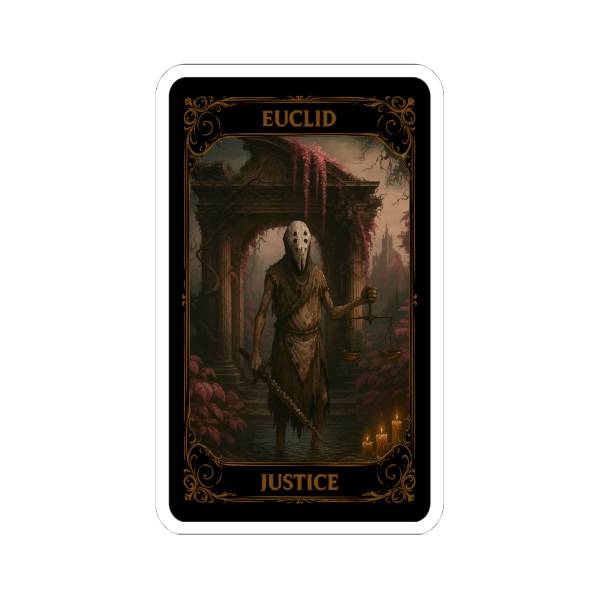 Justice Tarot Dark Fantasy Kiss-Cut Stickers, Grim Artwork, Laptop Decor, Witchy Vibes, Unique Gifts, Collectible Stickers