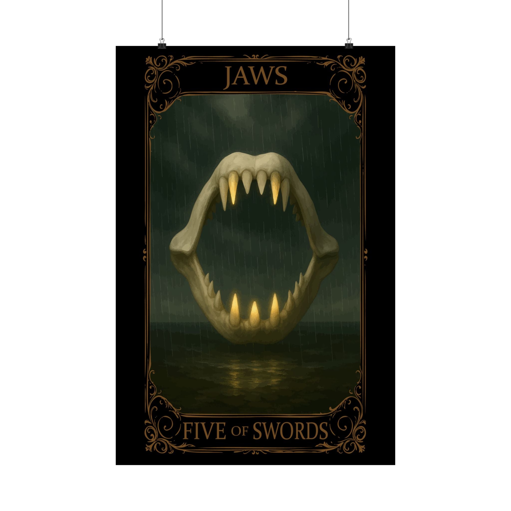 Five of Swords Tarot- Jaws Satin Poster, Wall Art, Movie Decor, Horror Poster, Unique Gift, Interior Design