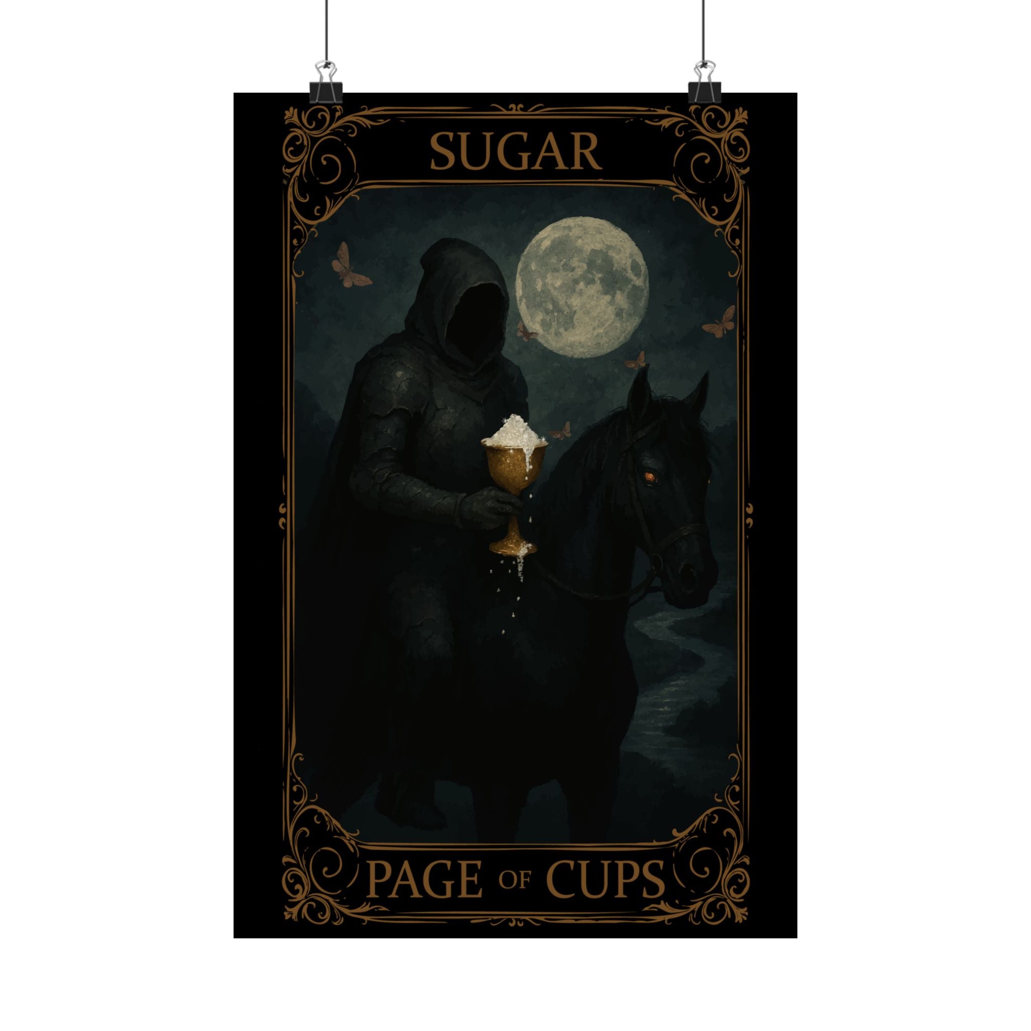 Page of Cups Tarot- Mystical Satin Poster - Page of Cups Art, Wall Décor for Witchy Vibes, Spiritual Gifts, Tarot Lovers, Home or Office Decor, Gothic Wall Art