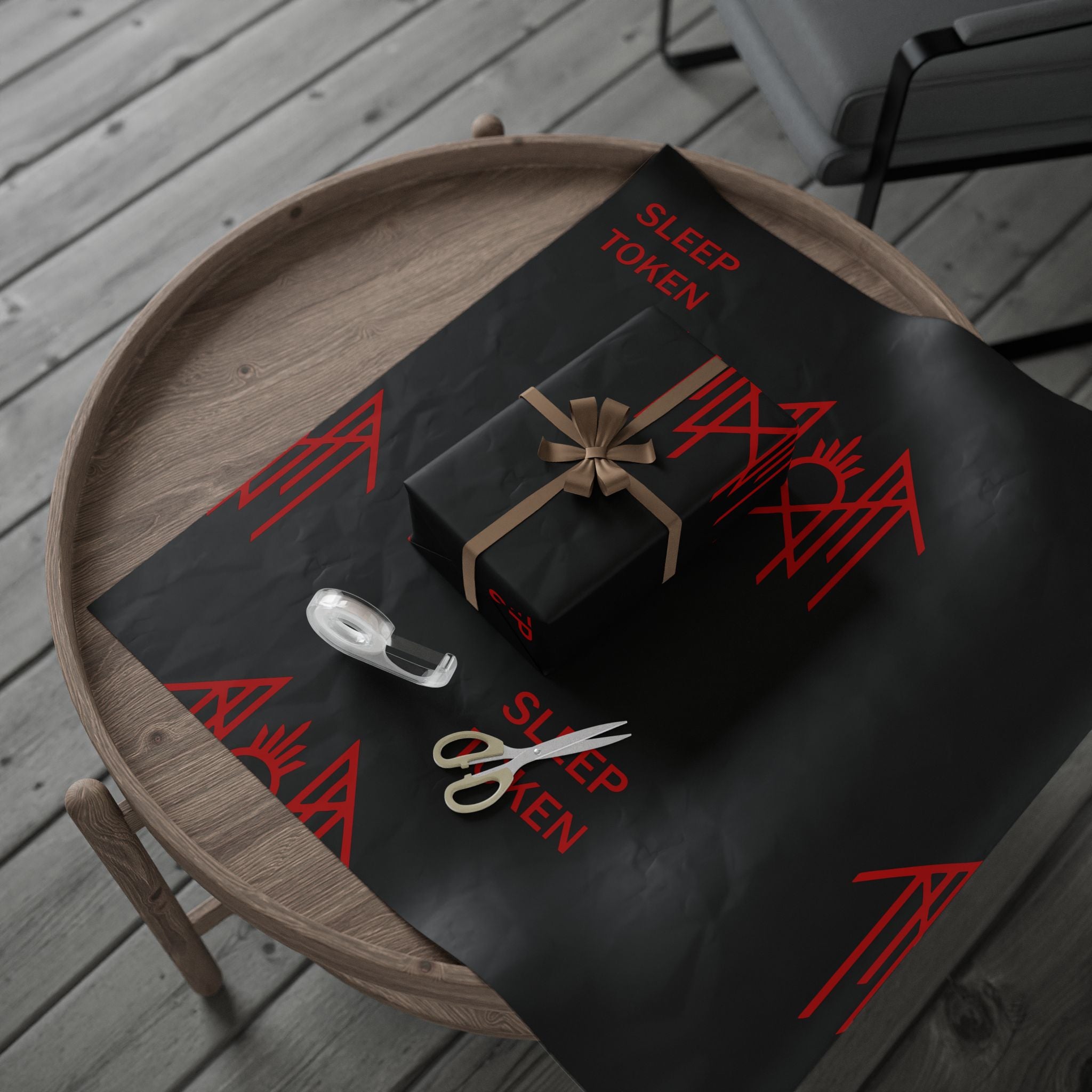 Black & Red Spider Pattern Wrapping Paper Roll — Gothic Gift Wrap for Halloween & Fans