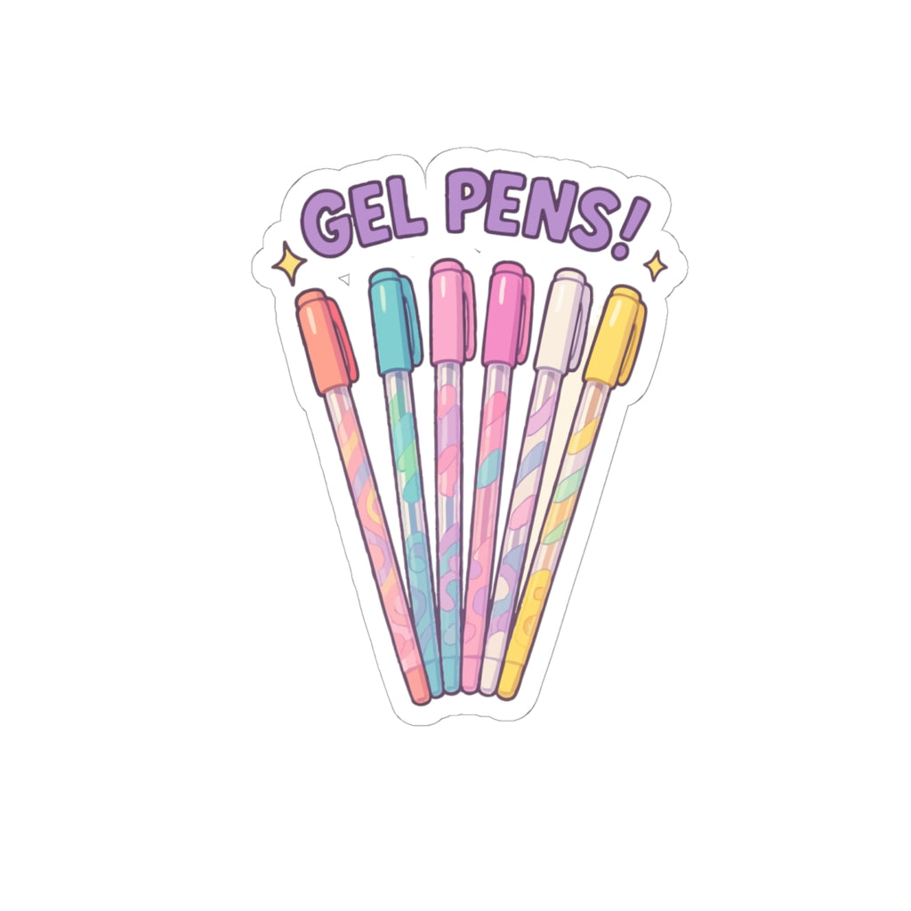 90's Gel Pens Kiss-Cut Sticker — Cute Pastel Stationery Decal for Laptops, Notebooks & Planners