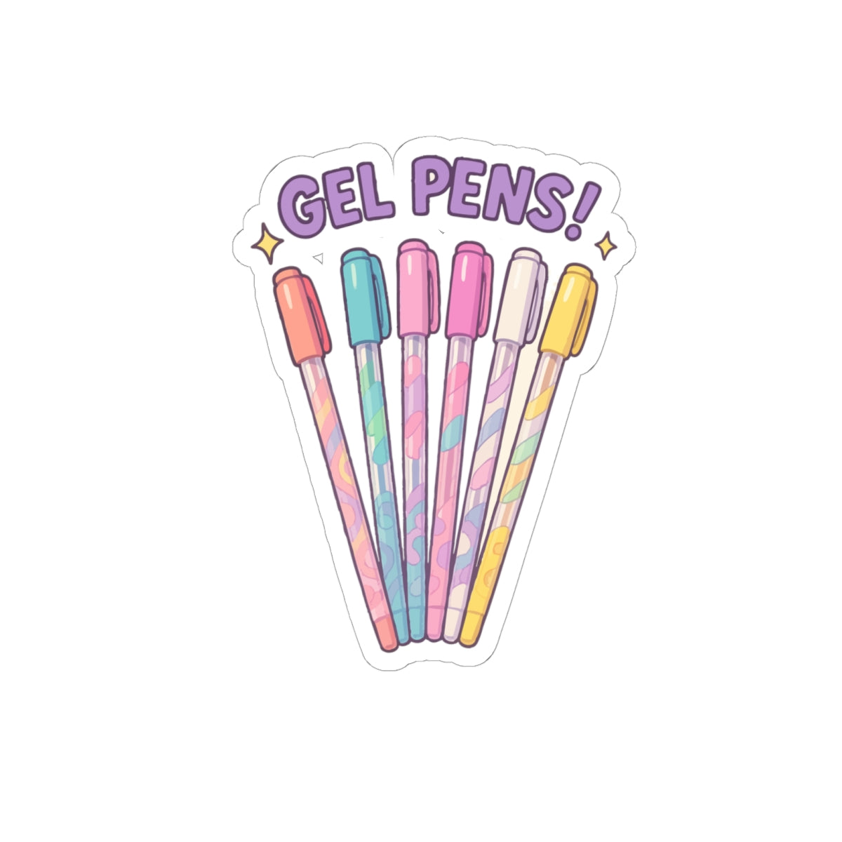 90's Gel Pens Kiss-Cut Sticker — Cute Pastel Stationery Decal for Laptops, Notebooks & Planners