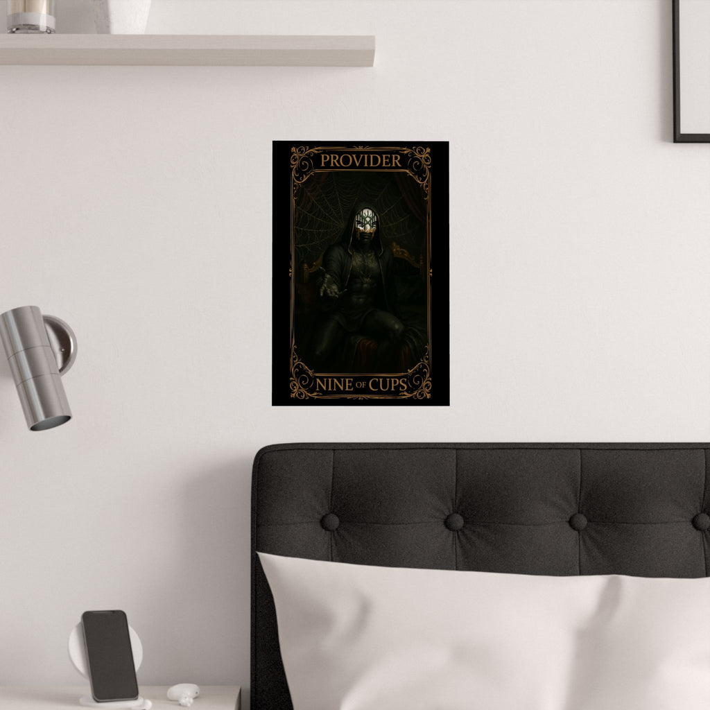 Nine of Cups Tarot- Mystical Satin Poster, Nine of Cups Artwork, Home Decor, Wall Art, Gothic Decor, Unique Gift for Tarot Lovers, Fantasy Home