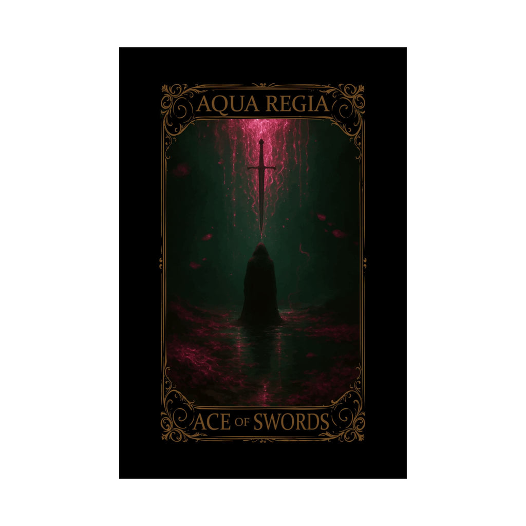 Ace of Swords Tarot- Mystical Satin Poster - Ace of Swords Art Print, Dark Wall Decor, Tarot-Inspired Home Decor, Spiritual Aesthetic, Gothic Wall Art