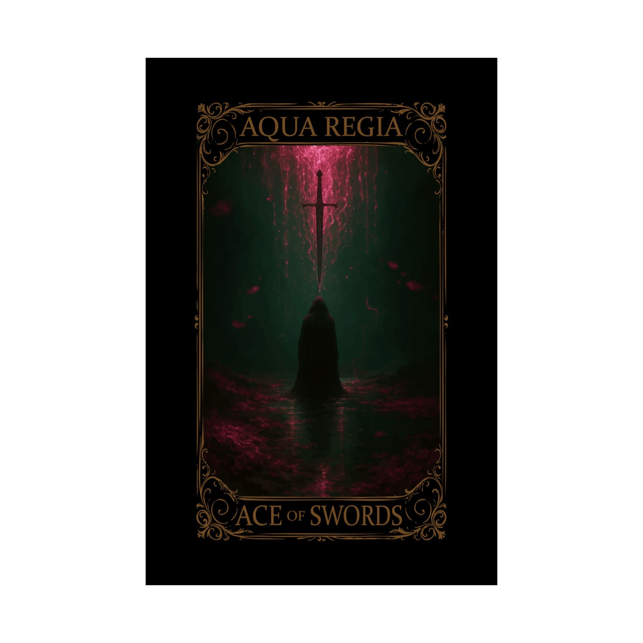 Ace of Swords Tarot- Mystical Satin Poster - Ace of Swords Art Print, Dark Wall Decor, Tarot-Inspired Home Decor, Spiritual Aesthetic, Gothic Wall Art