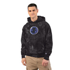 Dark Bubble Mew-Tie-Dye Embroidered Hoodie — Blue Floral Globe Patch