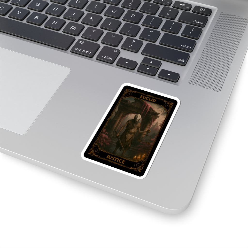 Justice Tarot Dark Fantasy Kiss-Cut Stickers, Grim Artwork, Laptop Decor, Witchy Vibes, Unique Gifts, Collectible Stickers