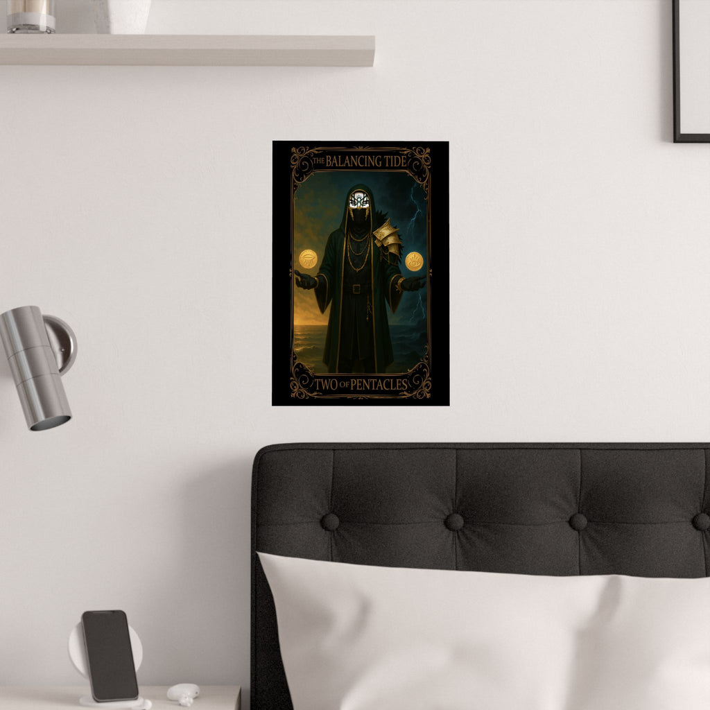 Two of Pentacles Tarot- Mystical Art Satin Posters, Wall Decor for Tarot Lovers, Unique Gift for Home, Spiritual Decor, Collector's Item