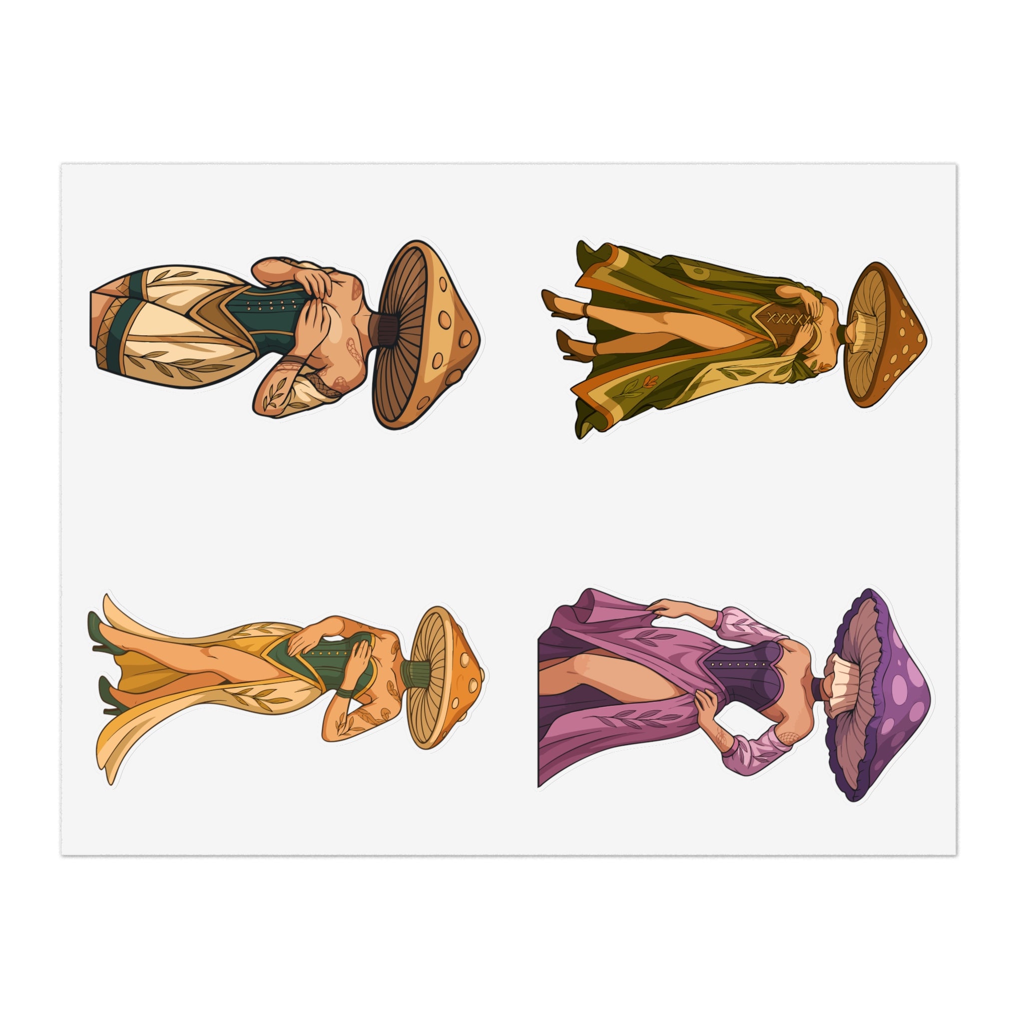 Mushroom lady Spirits Sticker Sheet — Forest Mushroom Character Vinyl Stickers
