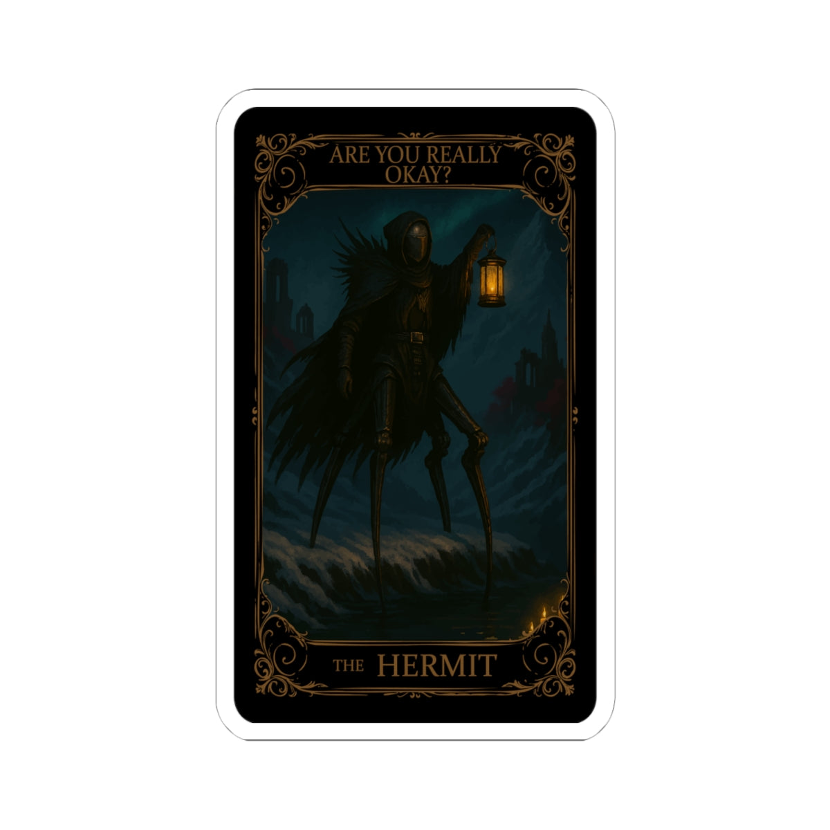 Hermit tarot, Dark Humor Kiss-Cut Stickers, Gothic Decor. Quirky Wall Art, Unique Sticker for Laptops, Witchy Aesthetic