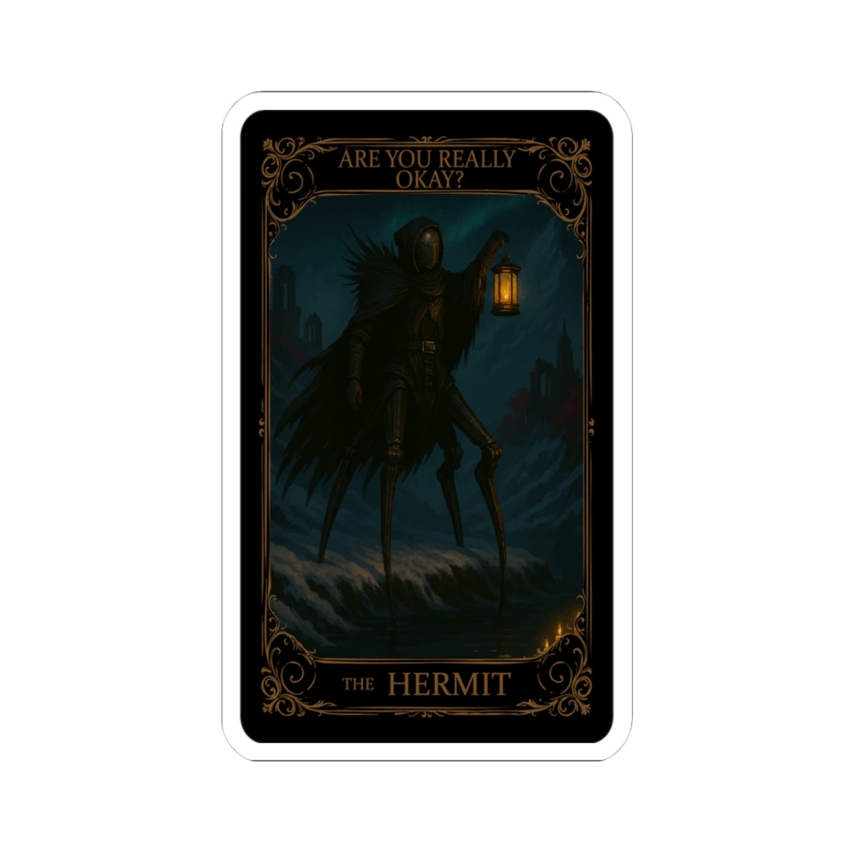 Hermit tarot, Dark Humor Kiss-Cut Stickers, Gothic Decor. Quirky Wall Art, Unique Sticker for Laptops, Witchy Aesthetic